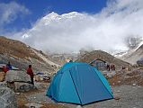 
Makalu Base Camp South (4850m) is a rocky barren place with a few buildings and shops with Makalu Southwest Face looming overhead and the Barun Pokhari and large Barun Glacier beyond. I enjoyed the terrific views of the Makalu Southwest and South Faces from Makalu Base Camp South, especially at sunset.
